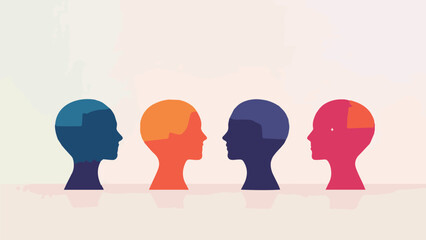 vector illustration of colorful human silhouette depicting states of mind or emotions