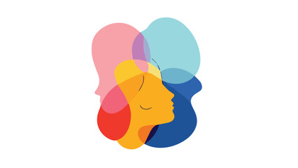 vector illustration of colorful human silhouette depicting states of mind or emotions