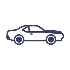 Minimalist Icon of a Classic Muscle Car on Black Background