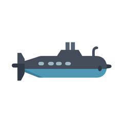 Stylized Illustration of a Submarine on a Black Background, Underwater Vehicle