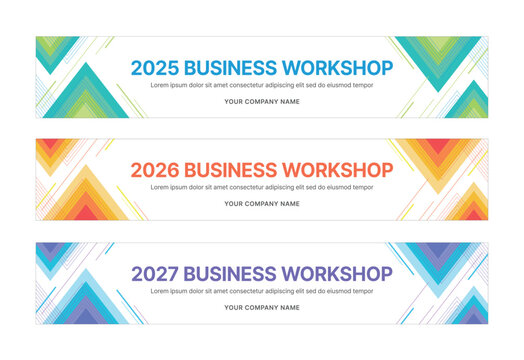 Modern business banner templates with abstract geometric patterns. Perfect for workshops, events, conferences, presentations, or branding projects, combining style and professionalism.