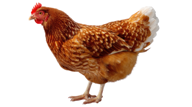 Majestic Hen in the Sunlight: An exquisite hen, her feathers a tapestry of rich browns and golds, basks in the warm embrace of sunlight, showcasing her natural beauty in a moment of serene simplicity.