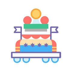 Fototapeta premium Colorful Birthday Cake Vector Illustration with Flags on Black Background