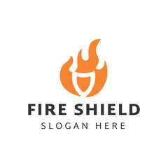 Shield Logo designs vector, Fire Shield logo designs concept isolated on white background.