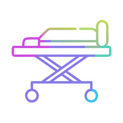 Modern Medical Gurney Illustration in Gradient Colors on Black Background