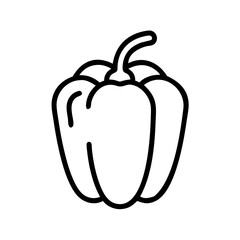 Illustration of a bell pepper with a thick outline and stem isolated on white background art style