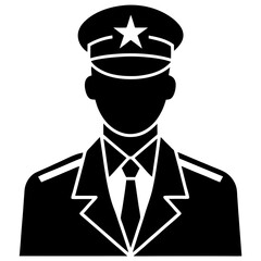 Military Officer Silhouette Icon Commanding Authority And Formal Uniform Attire