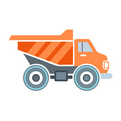 Naklejka premium Orange Dump Truck Cartoon Illustration on Black Background