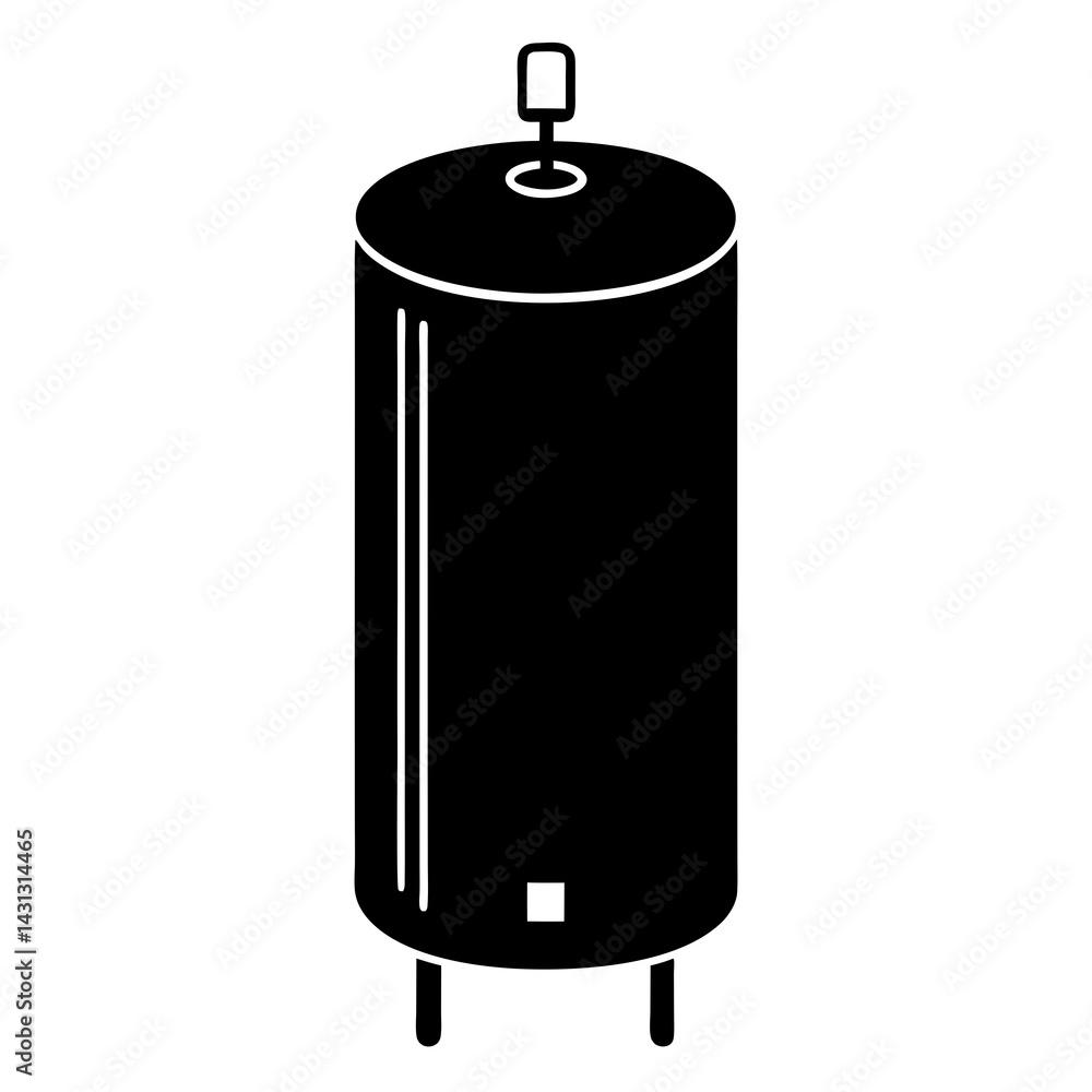 Poster schematic representation of electronic component capacitor black and white simple design