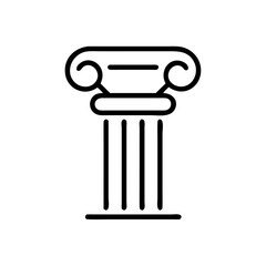 Illustration of a single ionic column with a simple line style showing the capital and base design