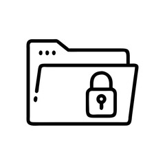 A simple line drawing of a folder with a padlock indicating secure data and document protection online