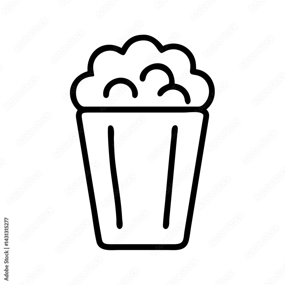 Aufkleber outline drawing of a container overflowing with popcorn kernels snack