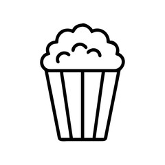 Outline drawing of a bucket of popcorn with striped container design