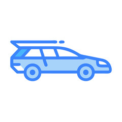 Blue Station Wagon Car Icon: Vehicle, Automobile, Transportation Illustration