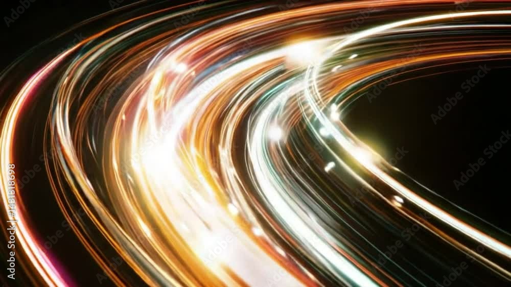 Poster illuminating trails: a mesmerizing display of luminous trails, swirling and curving in a captivating