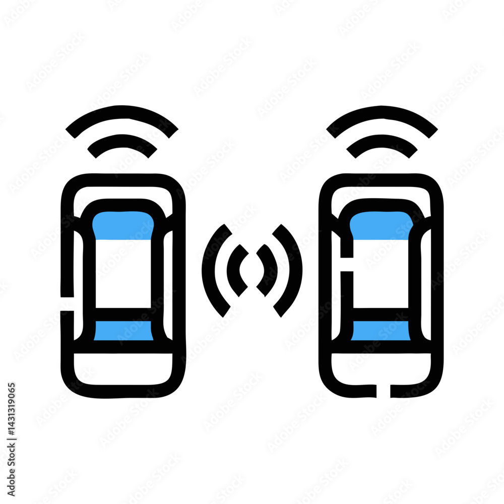 Poster wireless connection between two smartphones: technology, communication, and networking concept