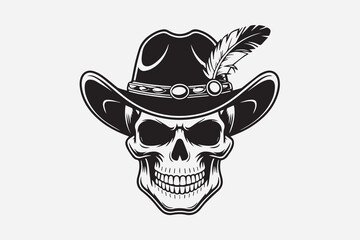 skull cowboy illustration vector