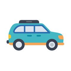 Cartoon SUV illustration with rooftop carrier, a simple and appealing vector art