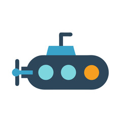 Cartoon Submarine Vector Illustration on Black Background for Children or Designs