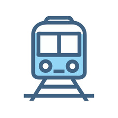 Cute Subway Train Icon on Black Background, Public Transportation Illustration