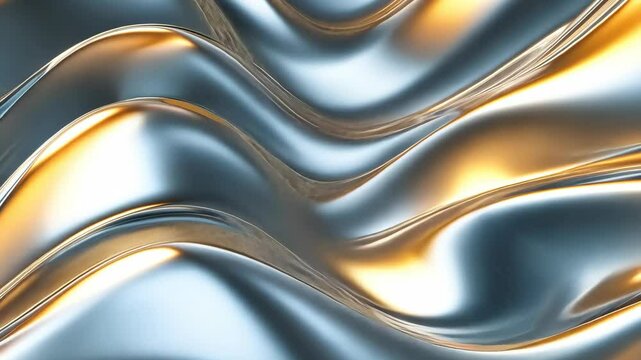 3D wave texture, metallic silver and blue, smooth curves, digital art, futuristic look, soft reflections, high detail