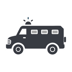 Isolated Black Armored Vehicle Illustration for Security and Law Enforcement Use