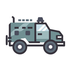 Armored Vehicle Cartoon Illustration Isolated on Black Background, Design Element