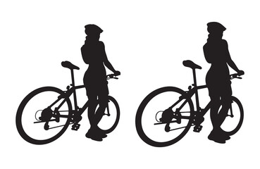A Girl and Bicycle in Silhouette