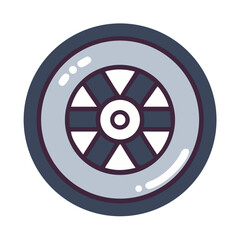 Fototapeta premium Sleek Stylized Wheel Illustration with Triangle Spokes on Black Background