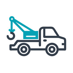 Blue Tow Truck Icon Vector Illustration Isolated on Black Background
