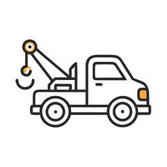 Naklejka premium Illustration of Tow Truck with Hook, Car Assistance, Towing Service