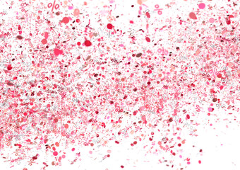 Abstract background with pink confetti and percentage symbols. Perfect for sales, discounts, and promotions.
