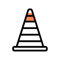 Traffic Cone Icon Illustration on Black Background for Safety and Roadwork