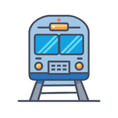 Cartoon Train Illustration: Light Blue Passenger Train on Tracks