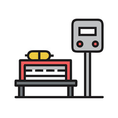 Industrial Weighing Scale for Measurement and Weight Recording Icon Illustration