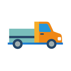 Colorful Cartoon Flatbed Truck Vector Illustration on a Black Background