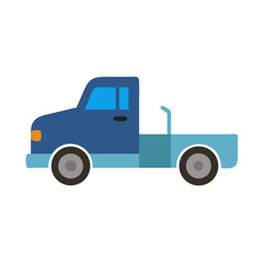 Blue Pickup Truck Cartoon Illustration on Black Background, Automotive Design