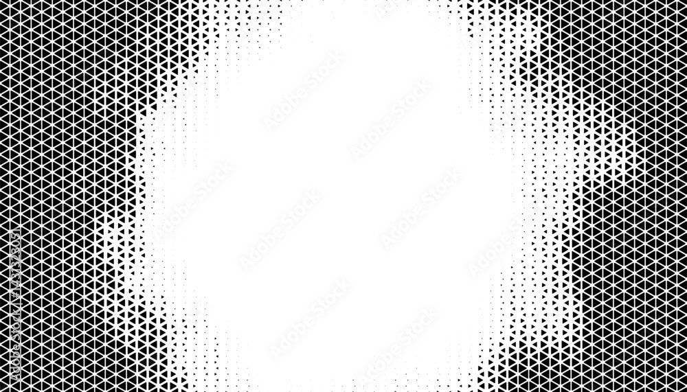Poster black and white abstract geometric pattern with halftone effect and made circular frame. fully edita