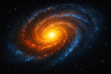 Vibrant spiral galaxy with golden center and blue outer arms