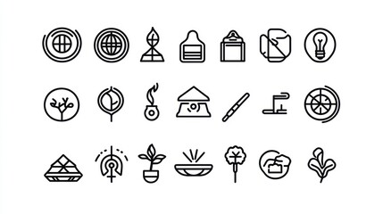 Fototapeta premium Line icons global, nature, and innovation concepts; website design