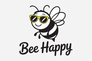 bee happy sunglasses illustration vector