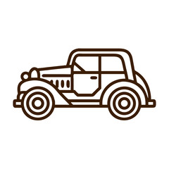 Classic Car Outline Icon Illustration on a Black Background - Vintage Automobile