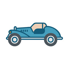 Vintage Blue Car Illustration on Black Background