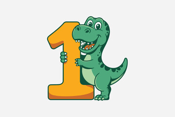 dinosaur number one illustration vector