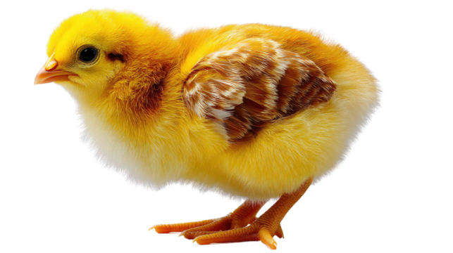 Baby Chick Portrait: A close-up portrait of a fluffy, yellow baby chick, with its bright eyes and downy feathers, captures the innocence and cuteness of this newly hatched creature.