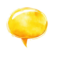 Yellow speech bubble art on transparent background
