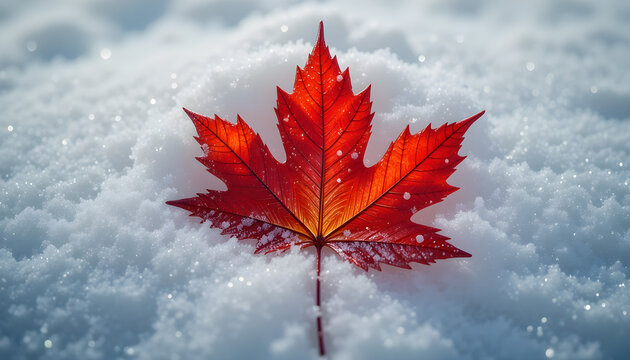  
File #:  1344978073
Red And White Maple Leaf In Snow Closeup Photography
