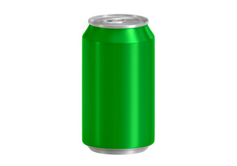 Green soda aluminum can, transparent background