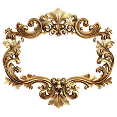 Ornate golden frame art on transparent background