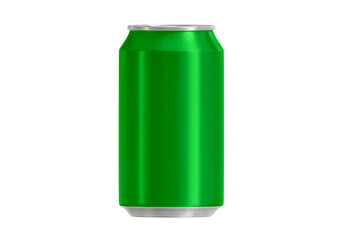 Green soda aluminum can, transparent background
